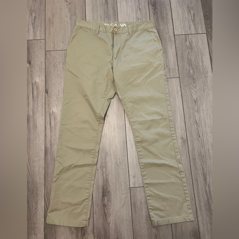 Rvca mean chino pants, khaki, slim, casual dress, SZ 34